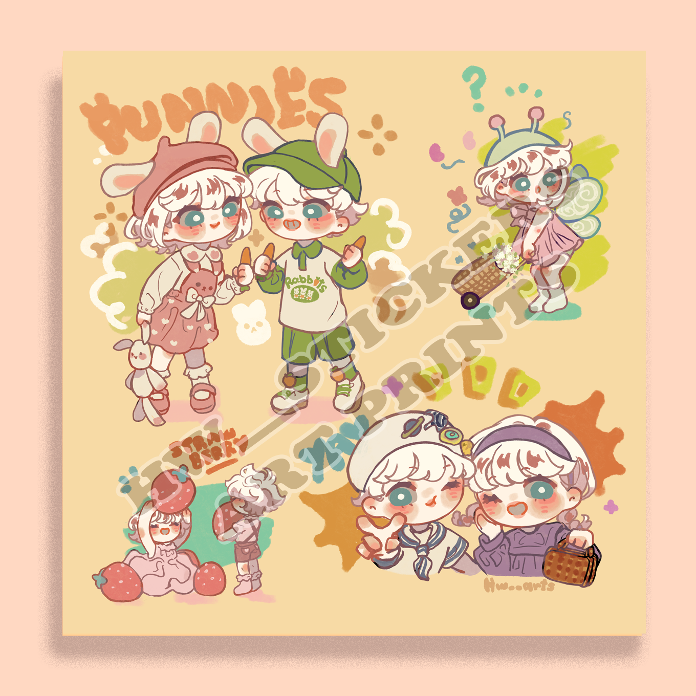 Todorokies bunnies mini print