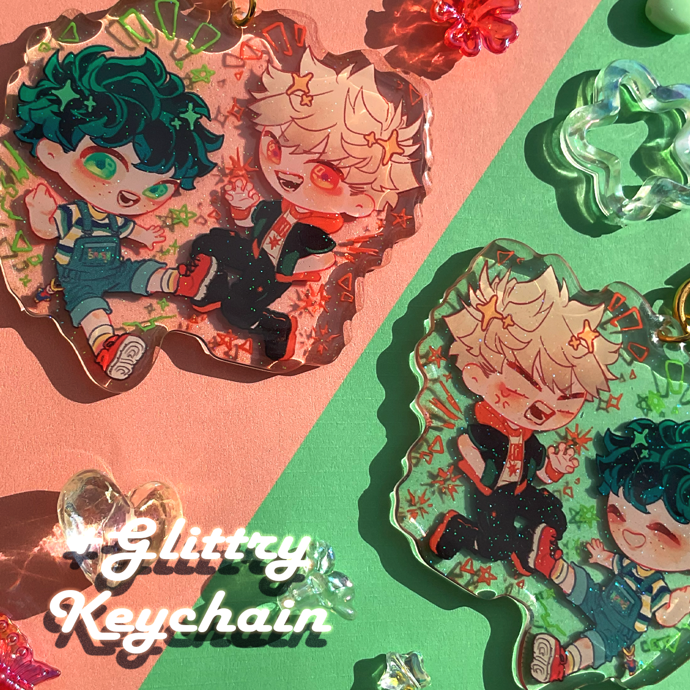 Deku and Kacchan keychain